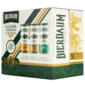 Kit 6 Latas de Cervejas Puro Malte Bierbaum | Lata 350ml